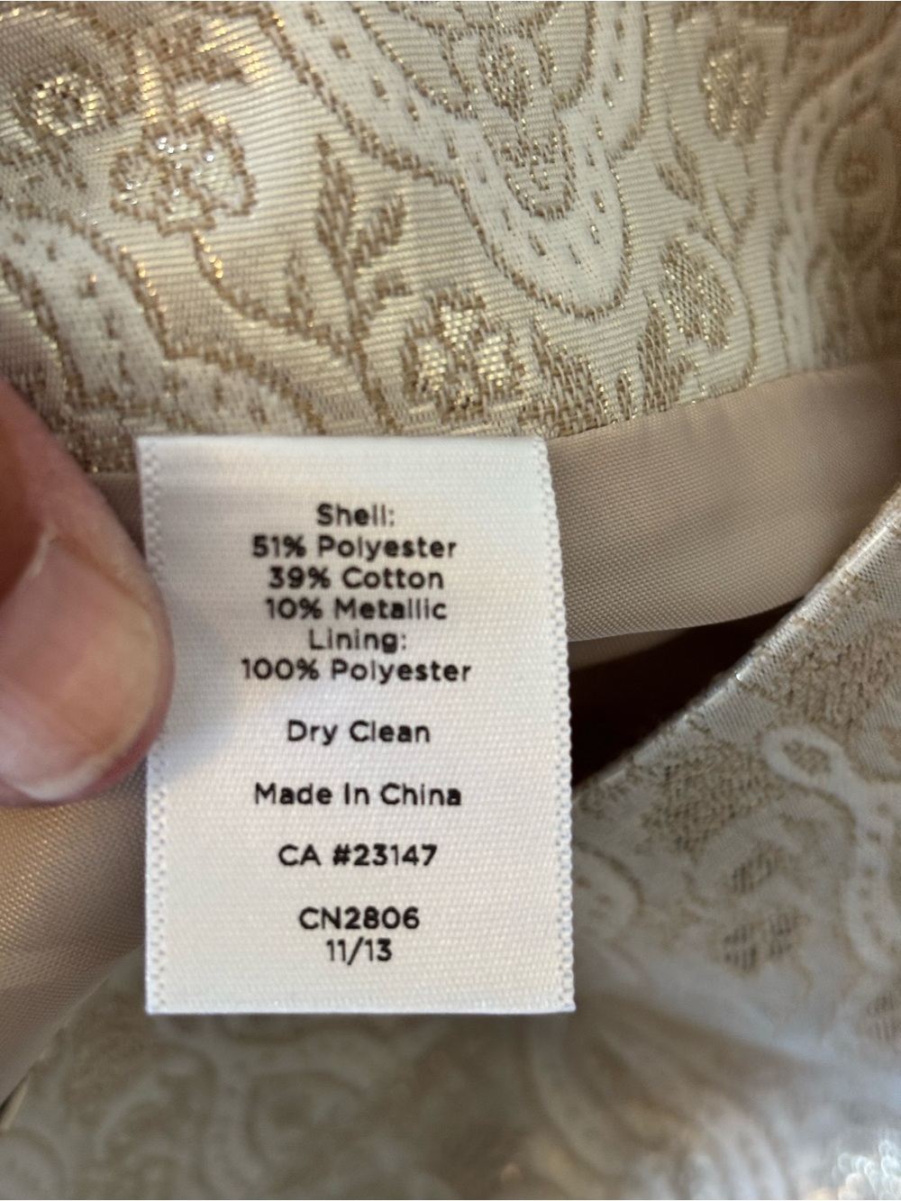 Talbots Cream Brocade Trousers - Picture 6 of 6
